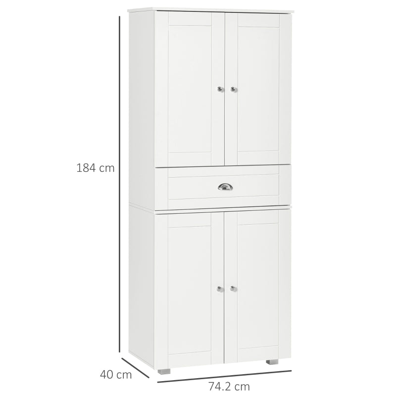 Freestanding Tall Kitchen Storage Cabinet with Drawer and Adjustable Shelves for Dining Room
