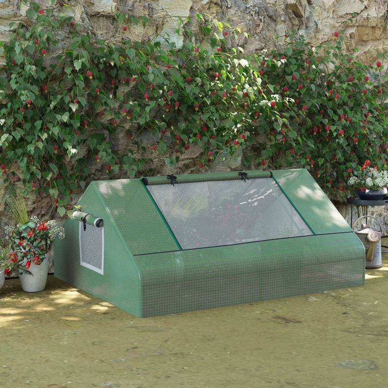 Dark Green Portable Mini Garden Greenhouse with Zipped Windows, 180x140x80cm