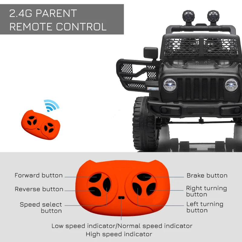 12V Kids Electric Ride On Car Off Road Toy with Remote Control for Ages 3-6 Black