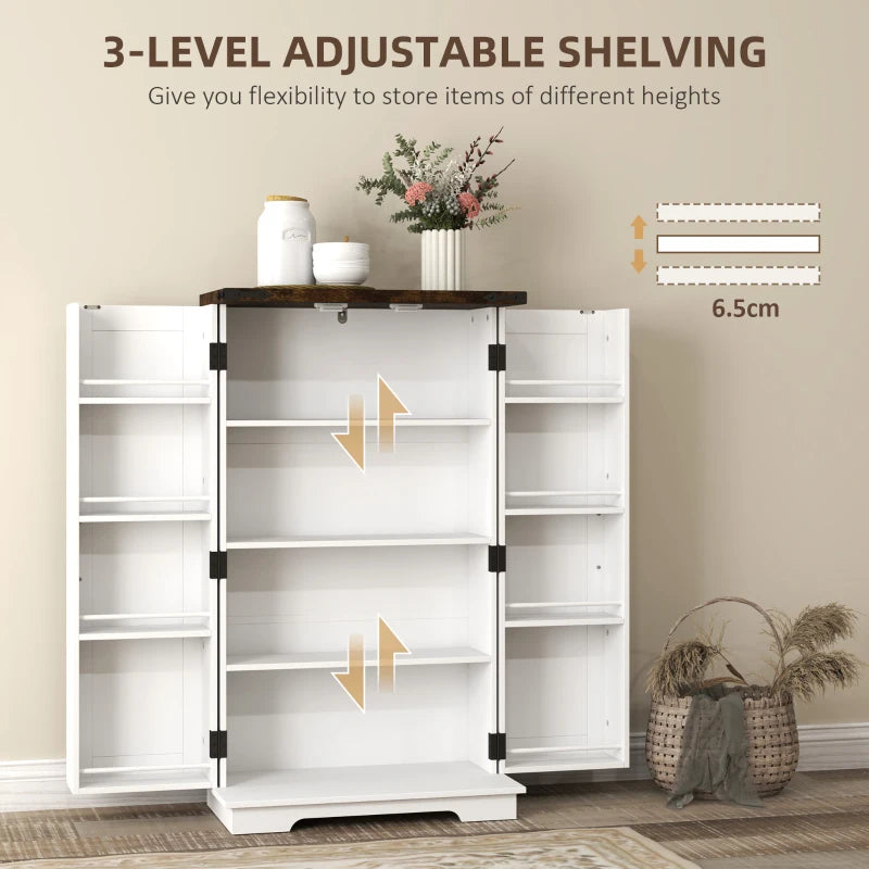 Multi-Storage Farmhouse Style White Cabinet - Rustic Storage Solution for Home, Kitchen, or Living Room