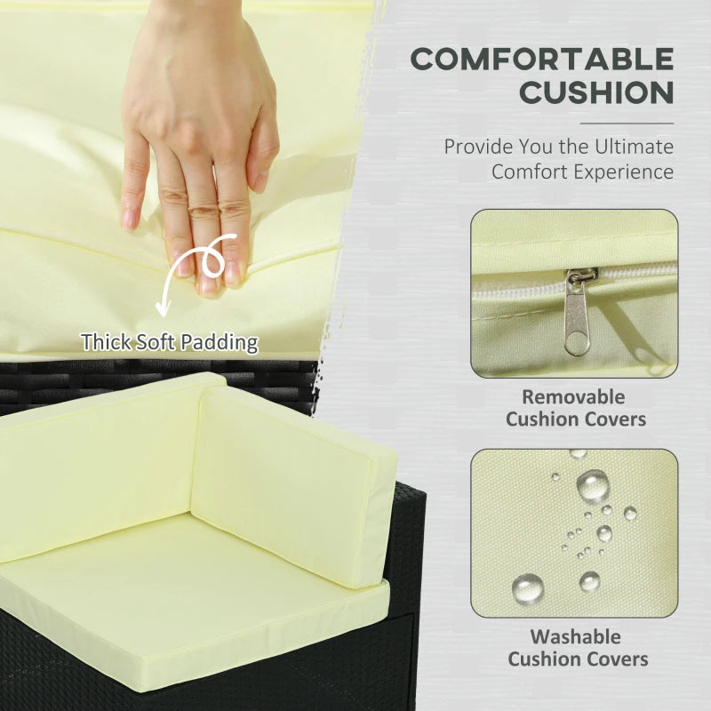 7 Piece Rattan Garden Set With Glass-Top Table