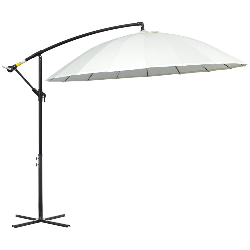 3m Cream White Cantilever Patio Umbrella with 18 Ribs & Vents