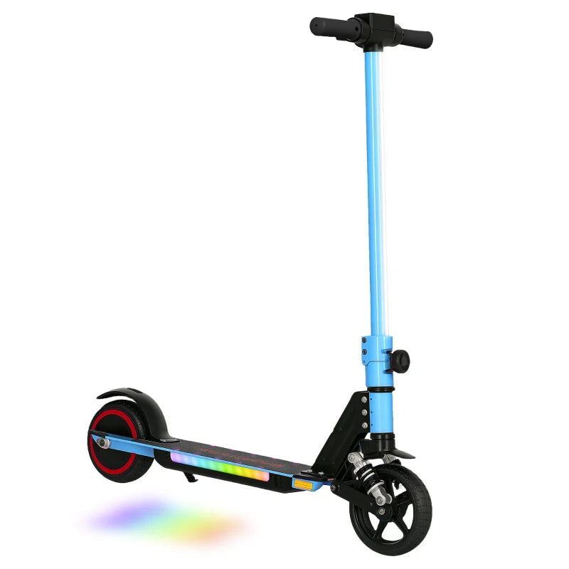 Folding Electric Scooter for Kids with Dual Brakes Front Suspension and LED Lights Blue