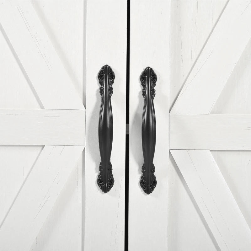 Farmhouse Style Kitchen Island Trolley - Adjustable Shelf, Cabinets & Drawers, Modern Rolling Storage Cabinet, White, 140x73x90.5 cm