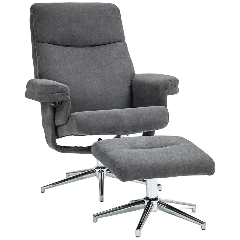 Velvet Recliner Chair with Ottoman in Dark Grey - Comfortable and Stylish Seating Solution