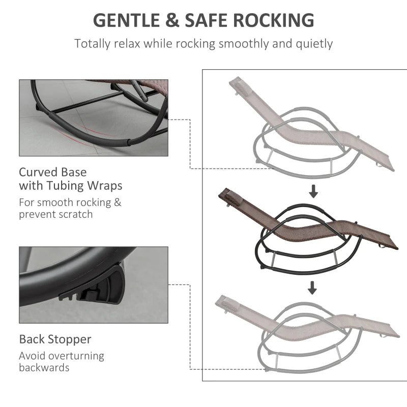 Brown Rocking Patio Chair with Removable Pillow