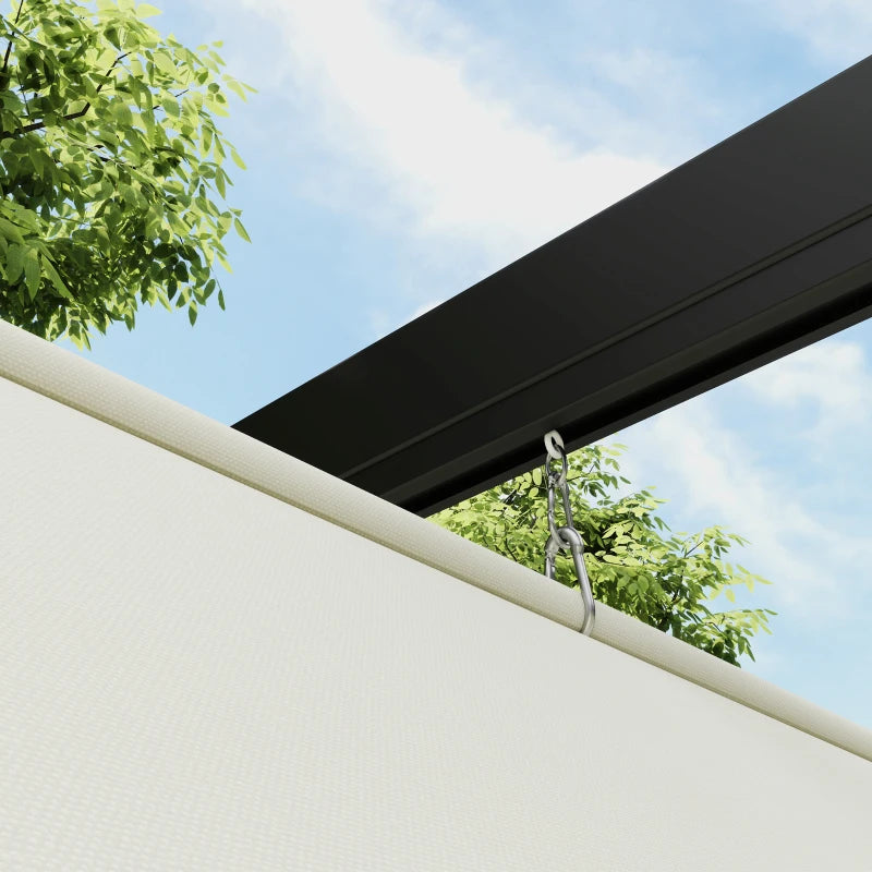 2m x 3m Khaki Lean-To Steel Pergola with Adjustable Canopy