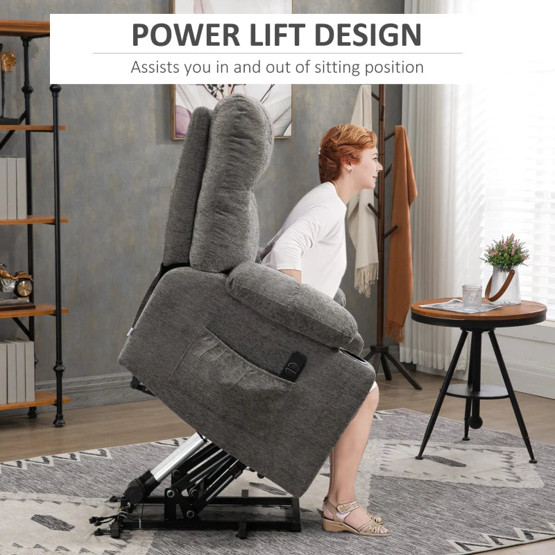 Electric Riser Recliner Chair for Elderly with Remote Control - Comfortable Power Lift Chair in Grey