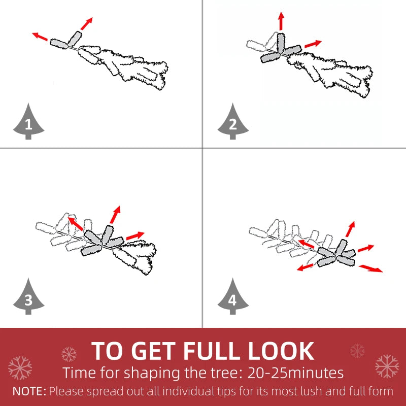 5 Ft Snow Flocked Artificial Christmas Tree - Realistic Pine with Auto Open & Steel Base - Festive Green Decor