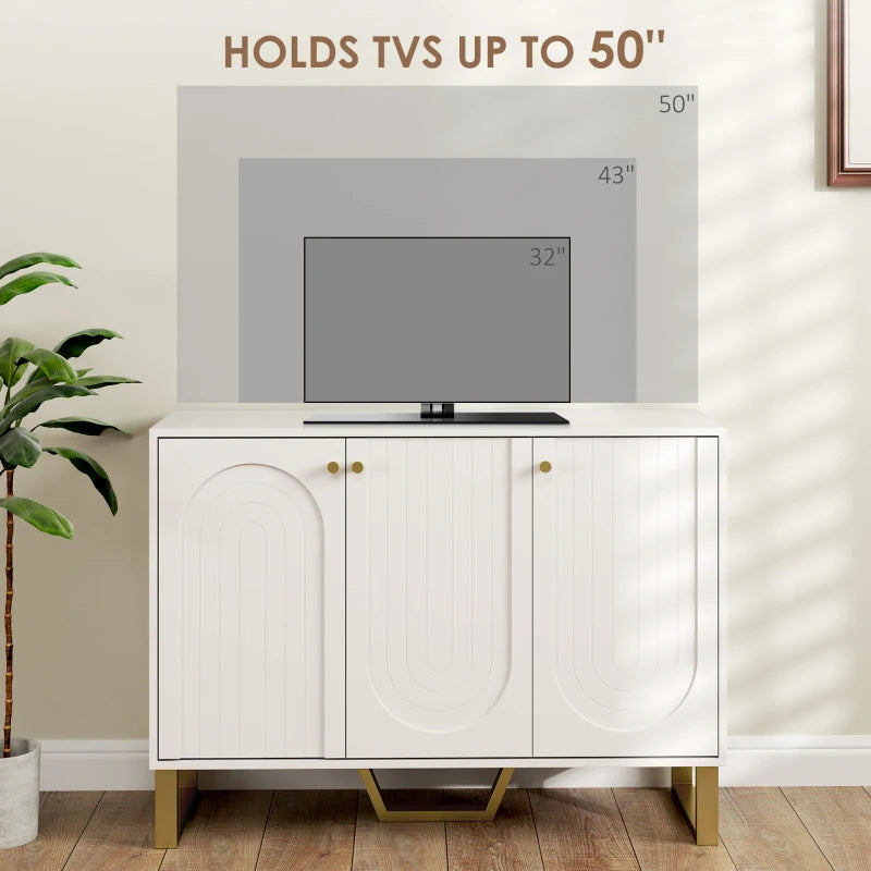 Modern 3-Door White Sideboard Storage Cabinet - Stylish Home Furniture for Living Room, Dining Room, or Entryway