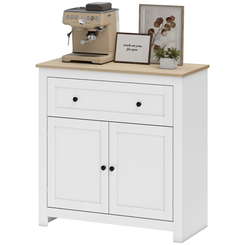 Modern White Sideboard Storage Cabinet with Adjustable Shelf and Drawer for Living Room Dining Room