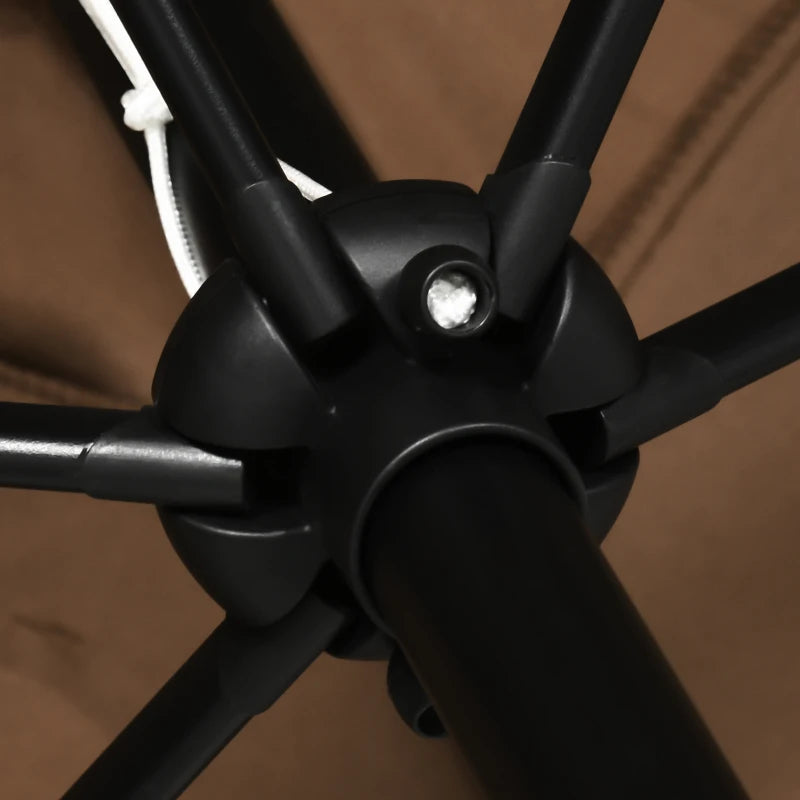 Brown Rectangular Garden Parasol Umbrella with Tilt and Crank