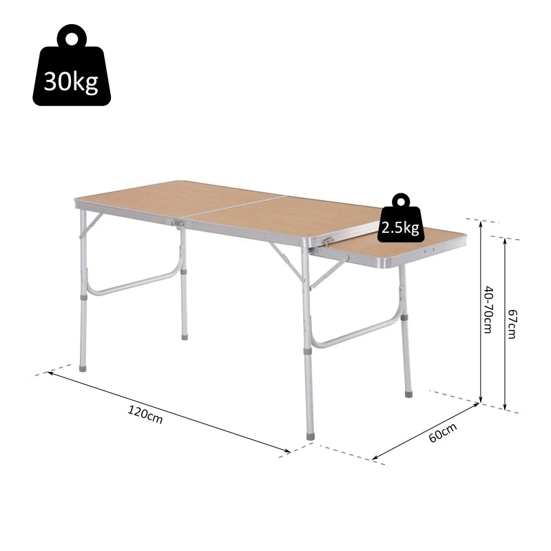 Aluminium Folding Portable Outdoor Table 4ft with MDF Top Silver