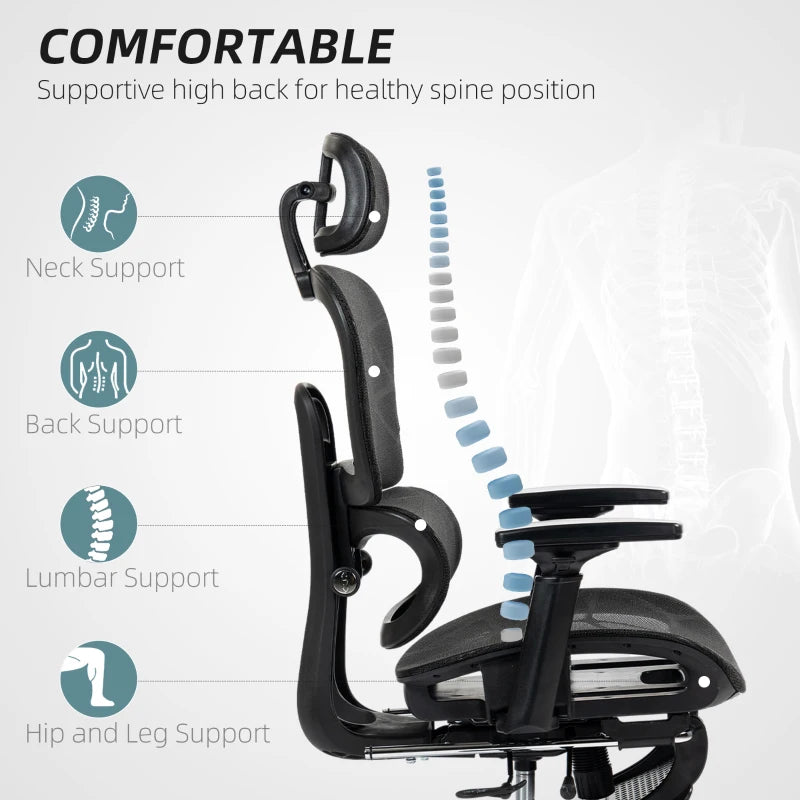 Ergonomic Multi-Adjustable Black Mesh Office Chair for Ultimate Comfort and Support - Perfect for Home and Office Use