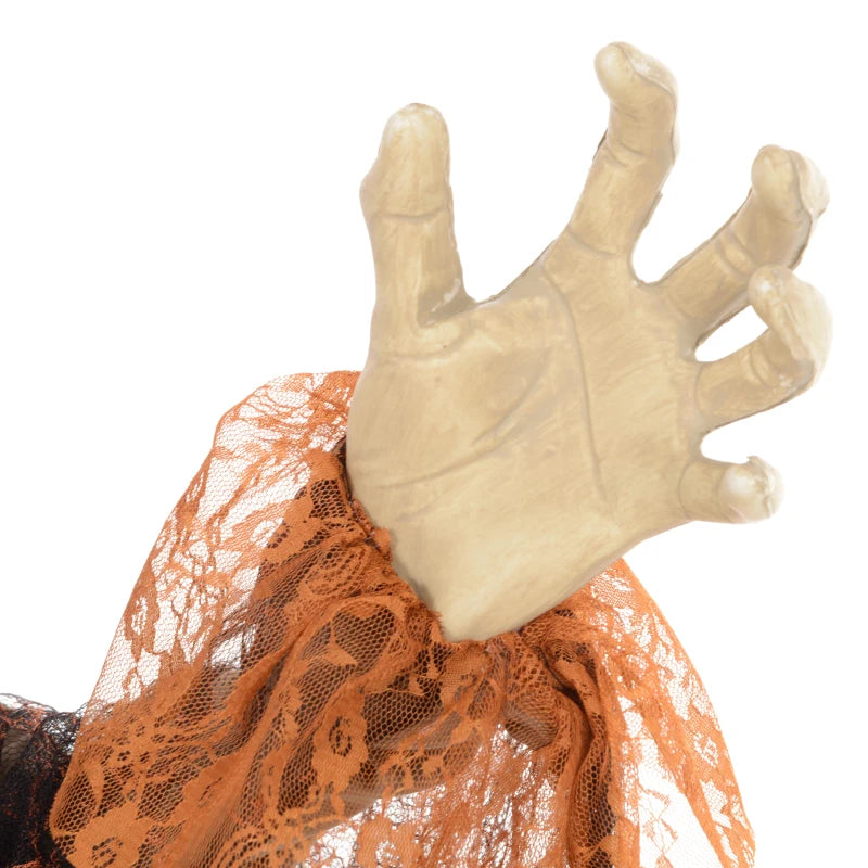 183 cm Life Size Animated Witch with Red Eyes - Scary Halloween Decoration, Sound Activated, Moving Arms & Head, Battery Operated