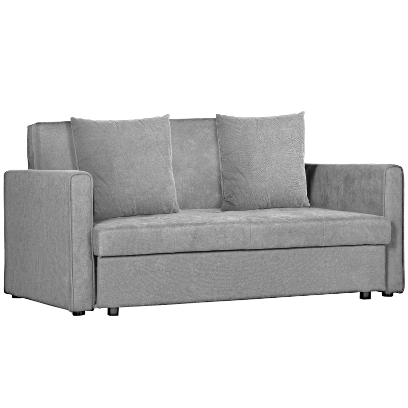 Modern 2 Seater Sofa Bed with Hidden Storage, Convertible Loveseat Couch in Light Grey for Living Room