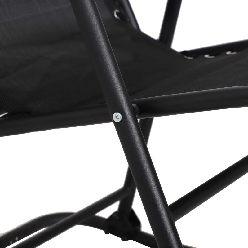Black Folding Rocking Chair with Headrest for Outdoor Use