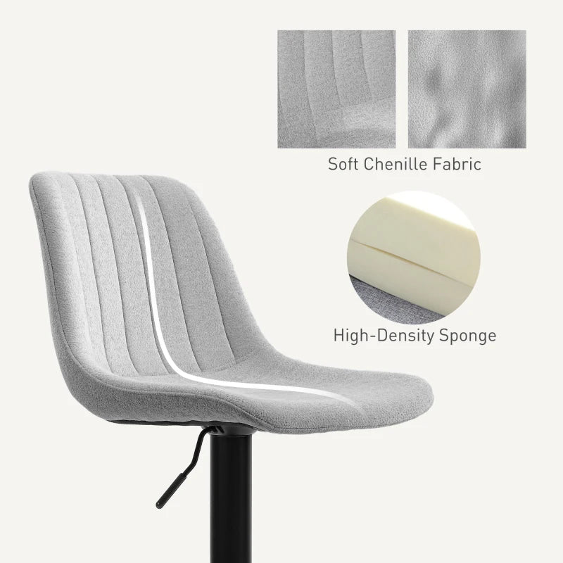 Set of 2 Grey Chenille-Feel Tub Bat Stools - Stylish, Comfortable, and Durable Bathroom Seating