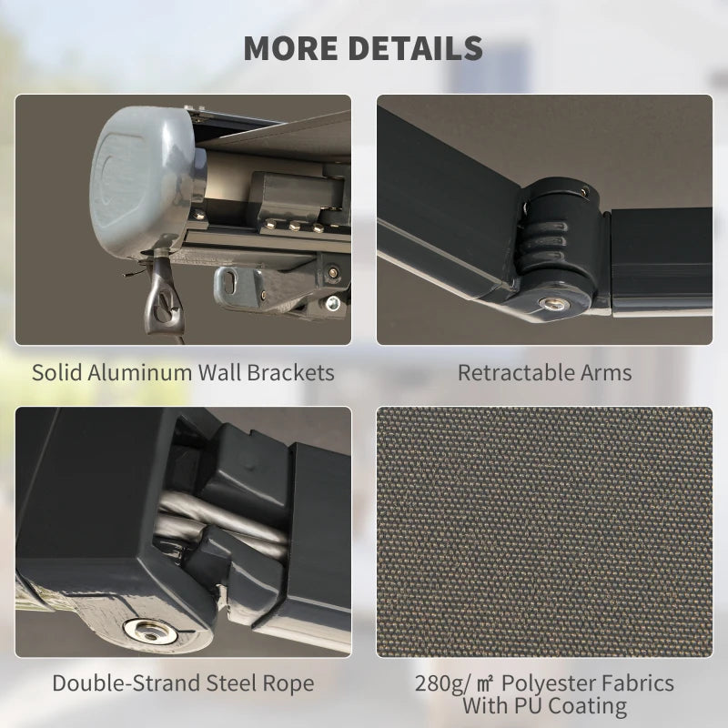 3m x 2.5 m Light Grey Electric Retractable Awning with Remote Controller - Aluminium Frame UV50+ Sun Shade Canopy