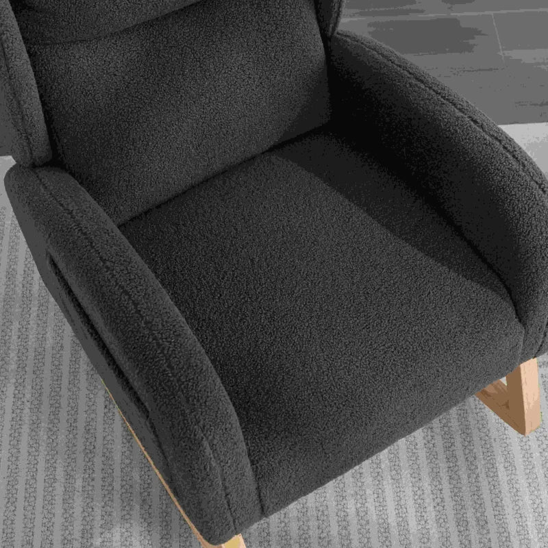 Stylish Grey Wingback Chair with Padded Seat for Living Room or Bedroom, 96.5x71x101 cm