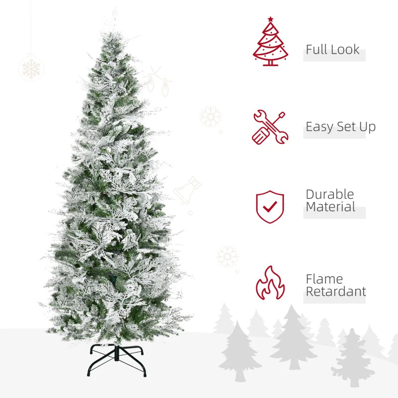6 Ft Snow Flocked Artificial Christmas Tree - Realistic Cypress Branches, Auto Open, Lush Green Holiday Decor