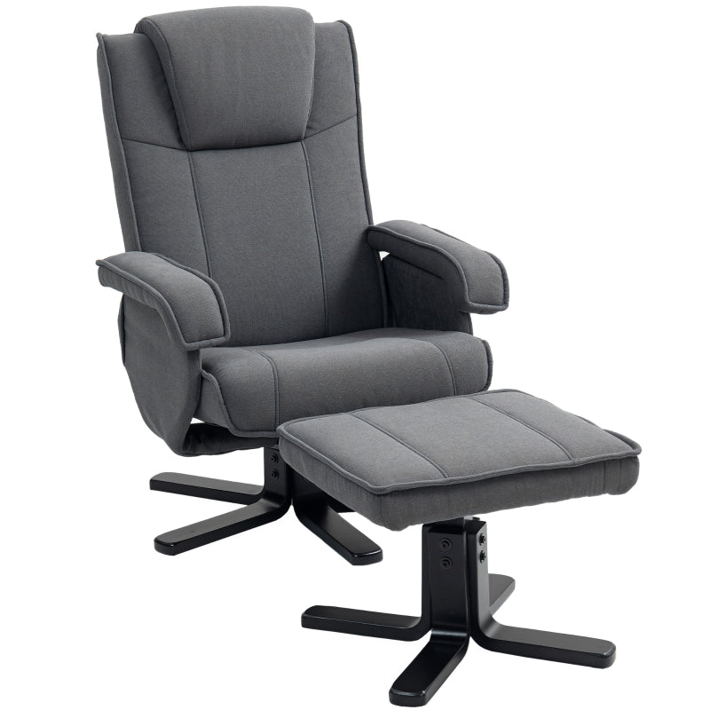 Charcoal Grey Velvet Rocker Swivel Recliner Chair with Footstool for Ultimate Comfort