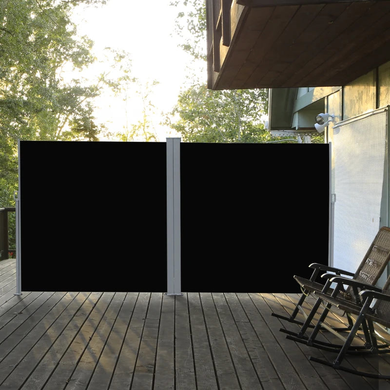 6m x 2m Retractable Black Screen Fence For Sun Protection/Privacy