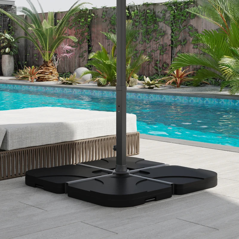 Black 4-Piece Banana Umbrella Stand Weights, Up to 72kg
