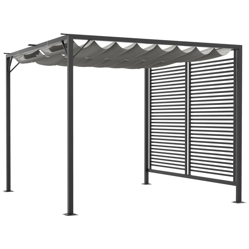 3 x 2.8m Grey Metal Pergola With Fabric Retractable Roof
