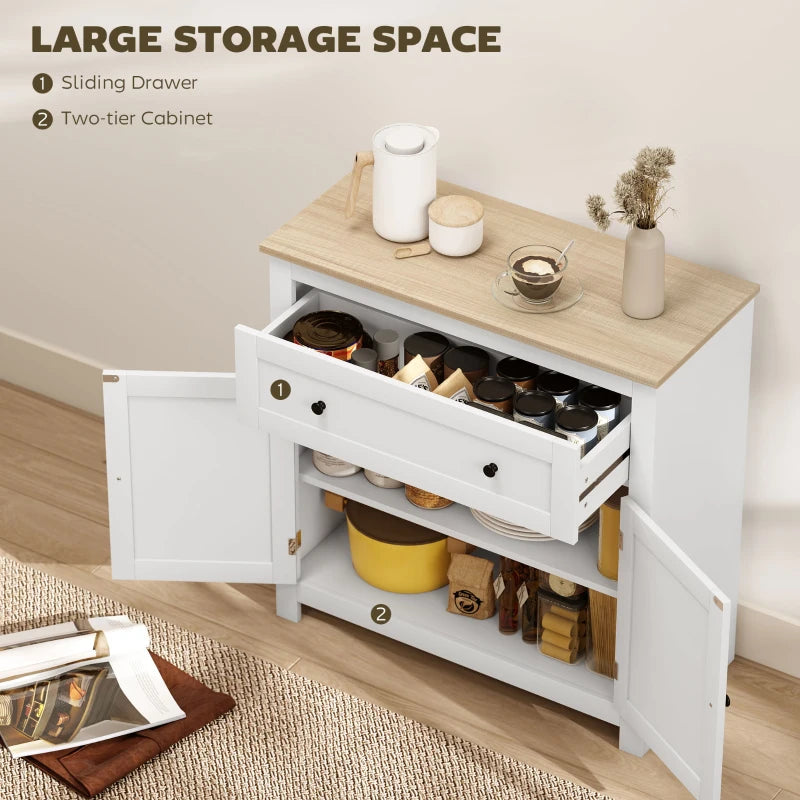 Modern White Sideboard Storage Cabinet with Adjustable Shelf and Drawer for Living Room Dining Room