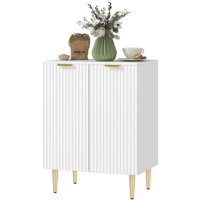 Adjustable White Shelf Sideboard - Modern Storage Cabinet with Versatile Shelves for Living Room, Dining Room, or Office