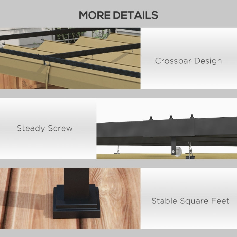 4m x 3m Khaki Metal Garden Pergola