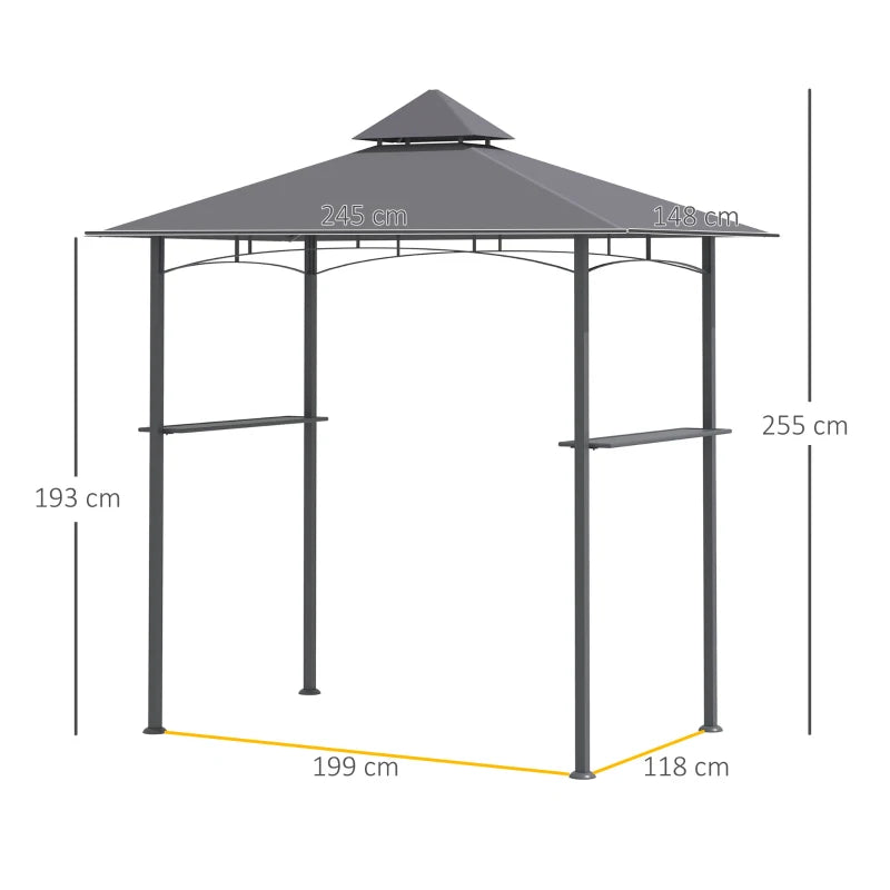 Double-Tier Grey BBQ Gazebo Canopy - 2.5M (8ft)