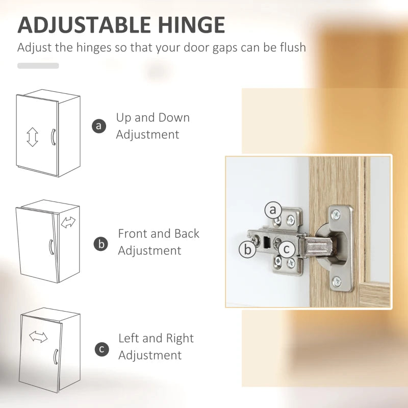 Modern Freestanding Kitchen Cupboard - 180cm Storage Cabinet Hutch with Central Drawer & 2 Glass Door Cabinets