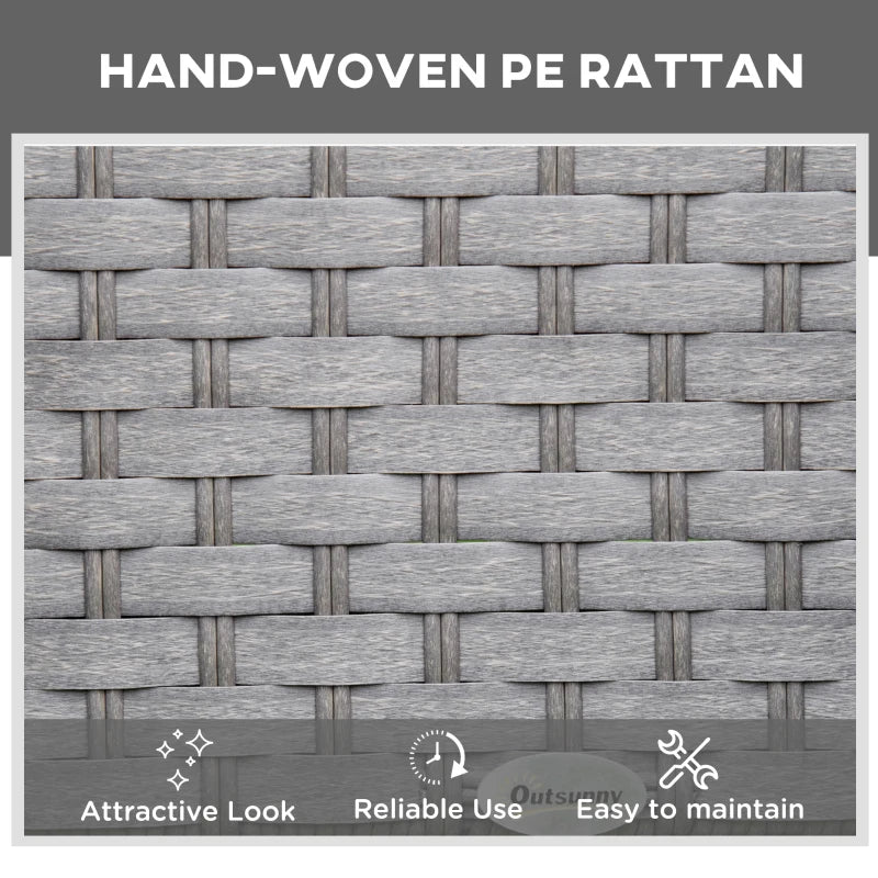 Grey Rattan Sun Lounger Set with Side Table