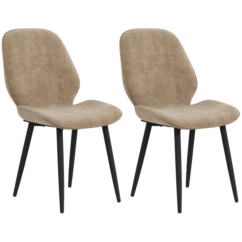 Light Brown Velvet Dining Chairs Set of 2 with Metal Legs - Stylish Dining Room & Living Room Seating
