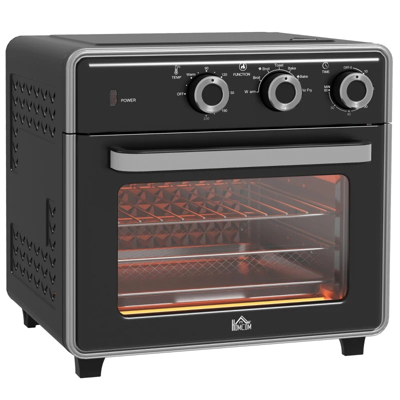 90-230 Mini Convection Oven with Air Fry Function - Compact Black Kitchen Appliance for Healthy Cooking