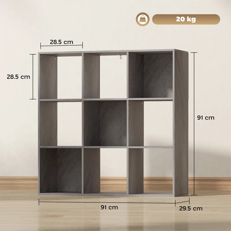 Stylish Nine-Cube Storage Shelf in Marble Grey - Versatile Organizer for Home, Office, and Kids' Rooms