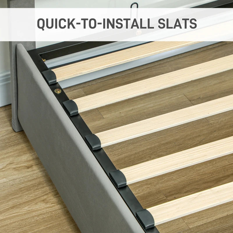 King Size Grey Ottoman Bed Frame with Front Drawer - Stylish Storage Solution for Modern Bedrooms