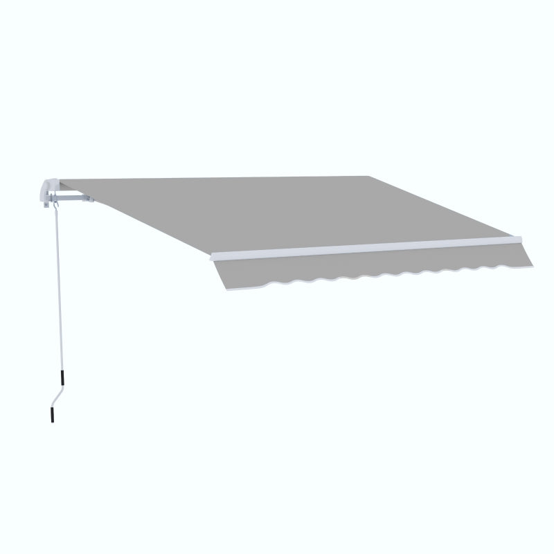 Light Grey Manual Awning For Garden Patio - 3.95m x 2.5m