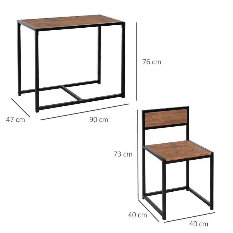Compact Dining Table and Chairs Set for Small Spaces - Rectangular Steel Frame with Natural Finish - Ideal for Kitchens