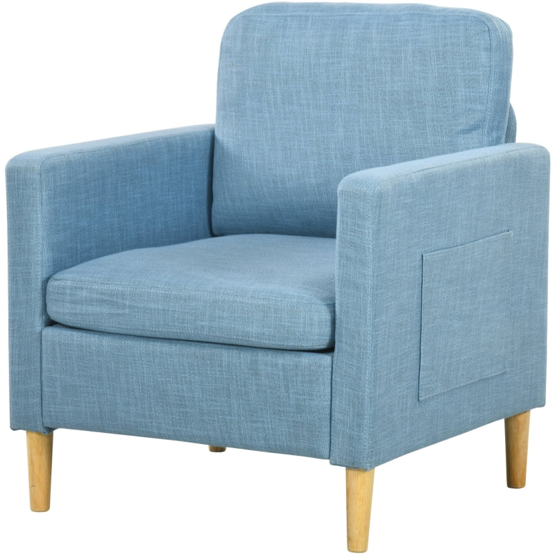 Stylish Upholstered Accent Chair for Living Room, Bedroom or Home Office - Comfy Blue Fireside Armchair