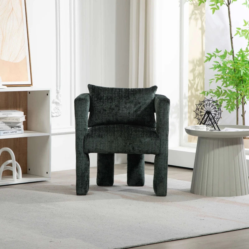 Modern Lounge Chair Set of 2 - Hollow Armrest Design, Cushions & Pillows, 60x44x65 cm, Stylish Emerald Color