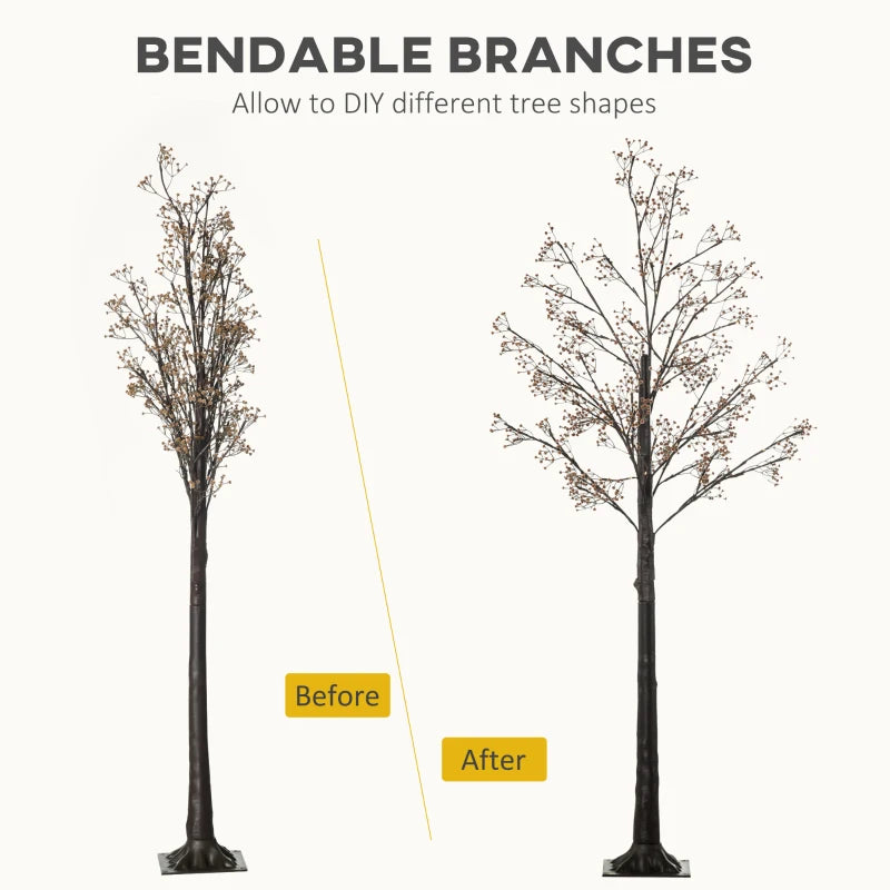 6ft Artificial Gypsophila Blossom Tree with 96 Warm White LED Lights - Perfect for Weddings, Parties, Indoor & Outdoor Decor