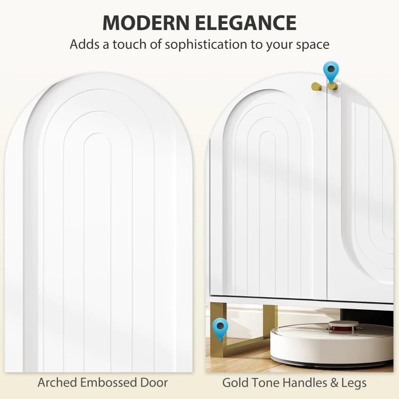 Modern 2-Door White Sideboard Storage Cabinet - Stylish Home Furniture for Living Room, Dining Room, or Entryway