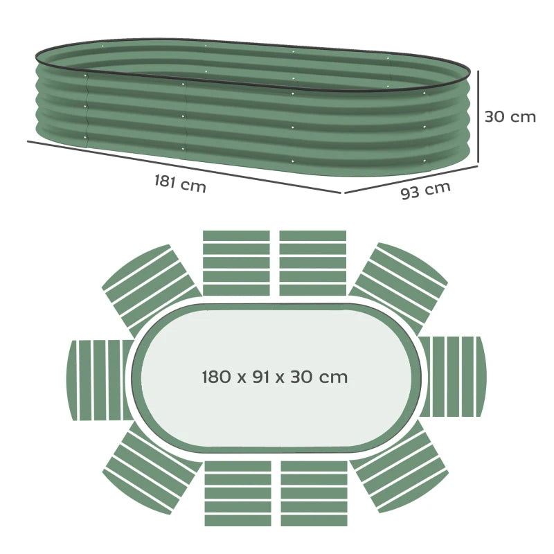 Set of Two 181 x 93cm Green Steel Planters