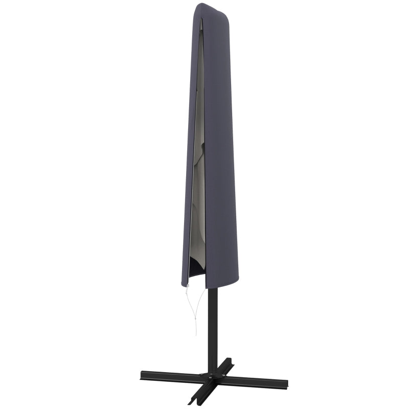 Dark Grey Outdoor Cantilever Umbrella Cover with Rod and Zipper