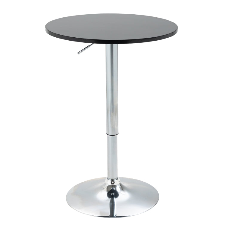 Round Height Adjustable Bar Table with Metal Base - Stylish Pub Desk for Home Bar, Dining Room & Kitchen - Black