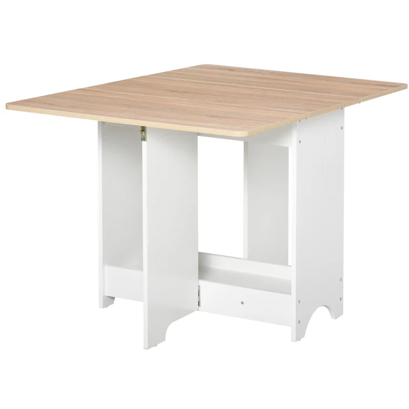 Foldable Dining Table with Drop-Leaf Design & Storage Shelf - Versatile Folding Desk for Kitchen & Dining Room