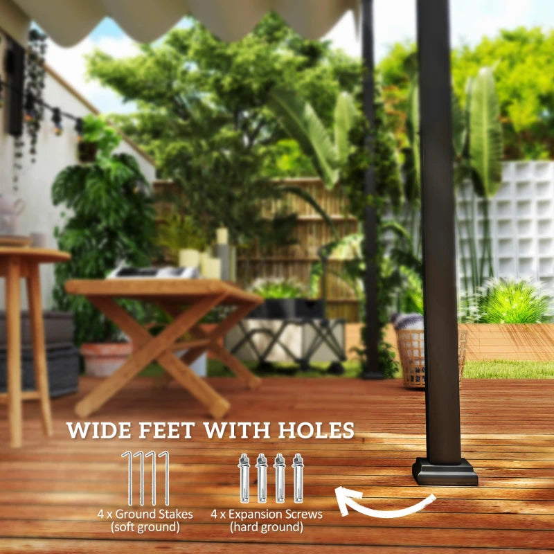 2m x 3m Khaki Lean-To Steel Pergola with Adjustable Canopy